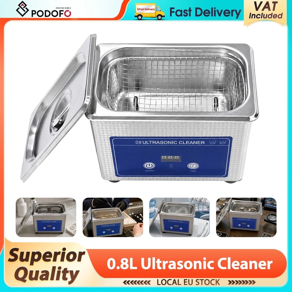 Podofo Ultrasonic Cleaner 800ML Durable Stainless Tank 35W Professional Sonic Cleaning Machine Portable Washing Machine for Home Appliance