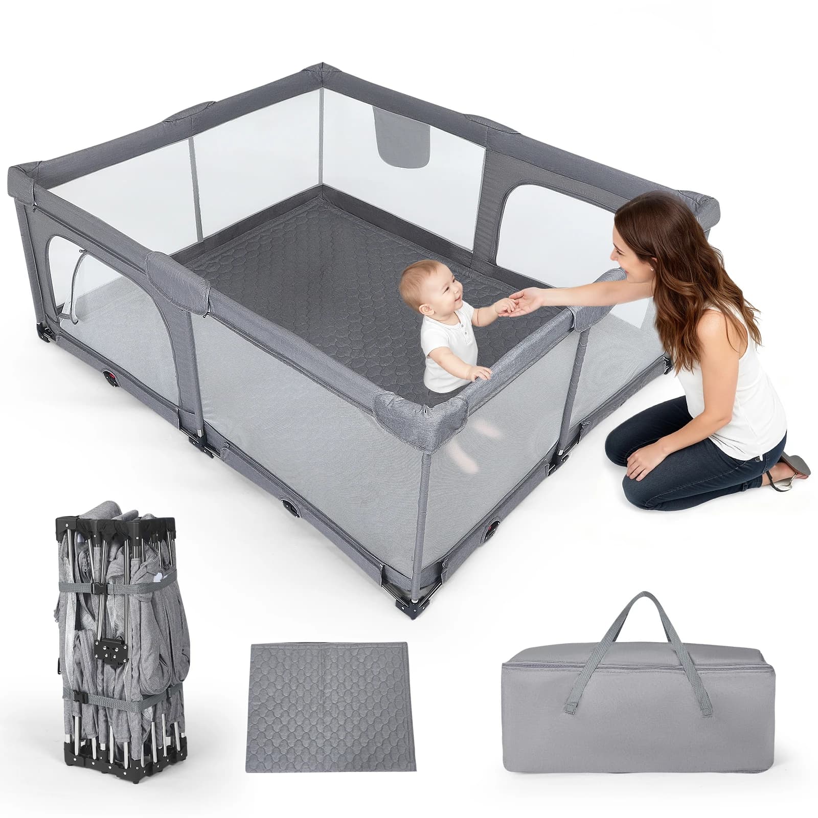 183x151x70cm Large Size Baby Park Foldable Baby Playpen Games Children Corrals Safety Fence For Baby Indoor Outdoor Baby Fence