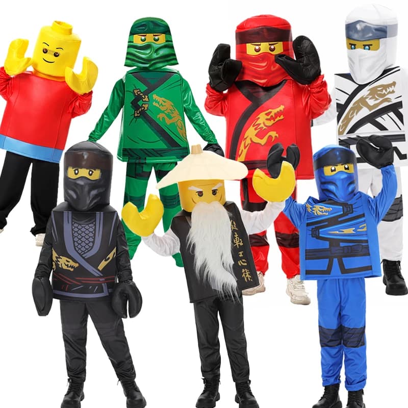 Black Shadow Master Cole Lloyd Zane Cosplay Boy Hidden Warrior Sensei Wu Halloween Fancy Dress Up Child Dragon Ninja Costume
