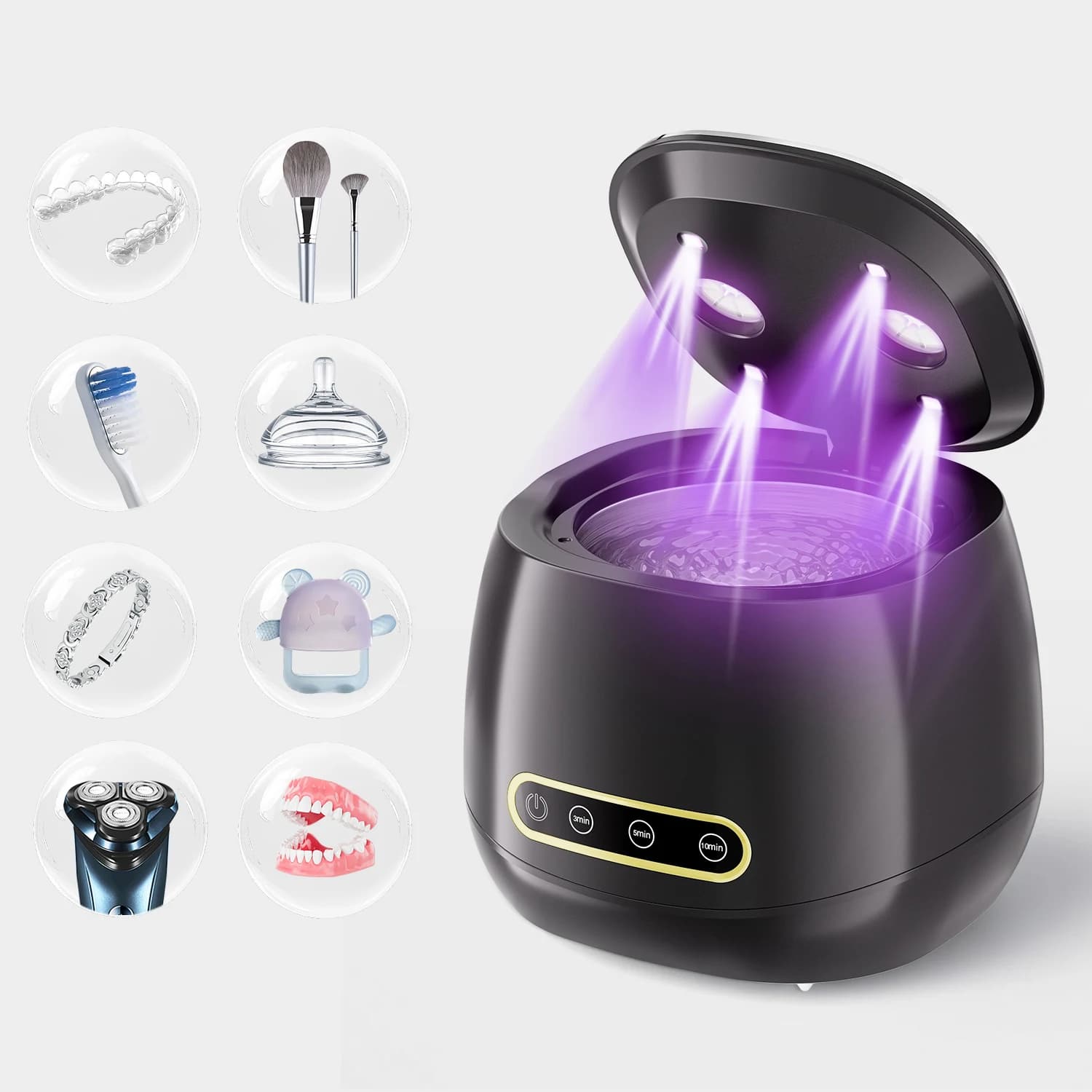 Compact Ultrasonic Multifunctional Cleaning Machine USB Small Household Jewelry Cleaner for Makeup Brushes Braces Mouthguards
