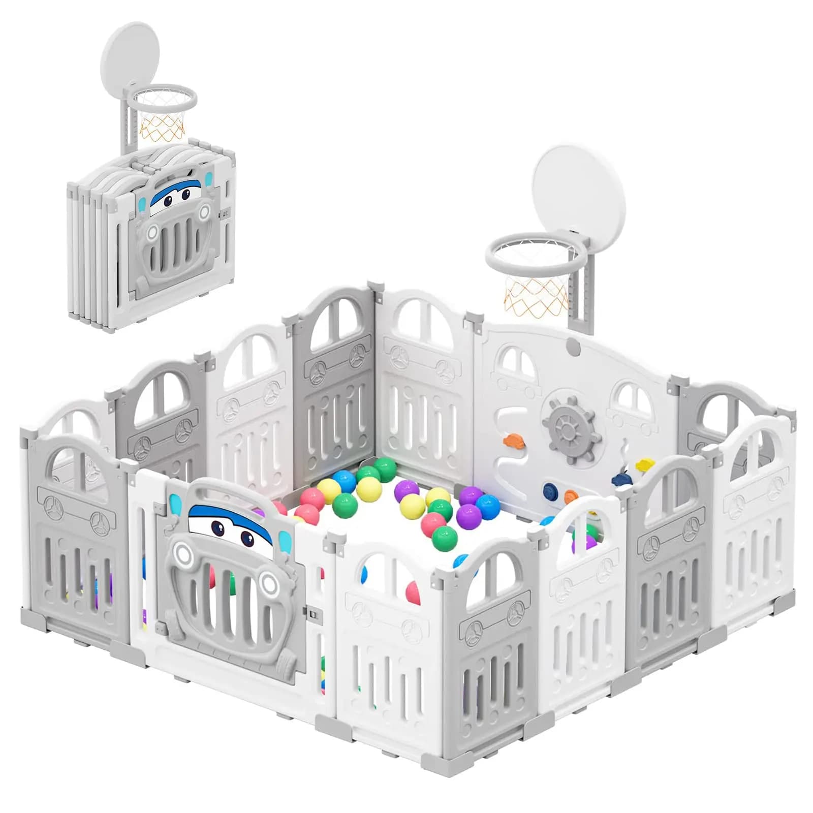 Baby Playpen for Baby and Toddlers, Foldable Plastic Playpen, Sturdy Babies Activity Centre Folding Large Pen Play Area