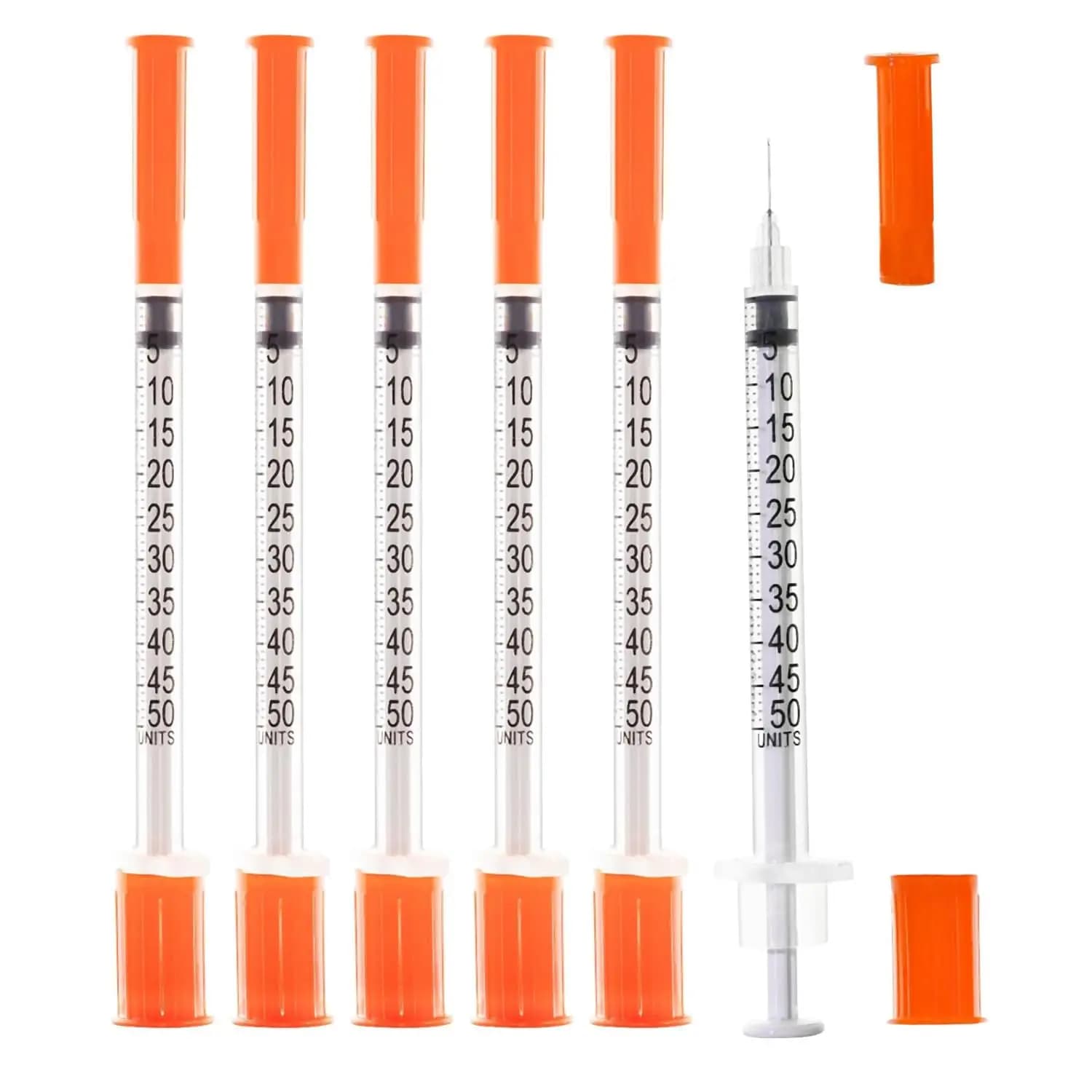 100Pcs/Box 0.5ml 29G 30G 31G insulin Syringe With Needle Diaposable Sterilized Individually Wrapped injector for Pets Animal