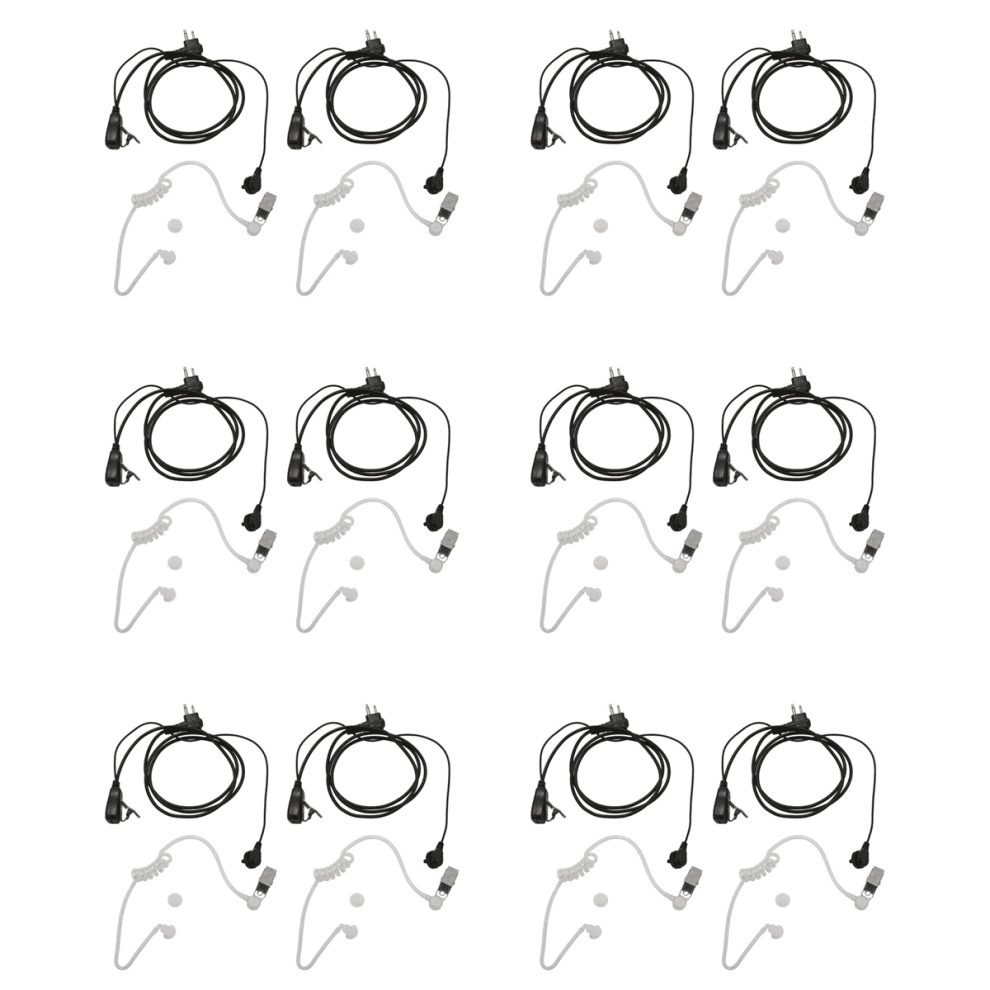 12 Pack Style 2Pin Covert Acoustic Tube Earpiece Ptt Headset for 2 Ways Radio GP88S GP300 GP68 GP2000 GP88