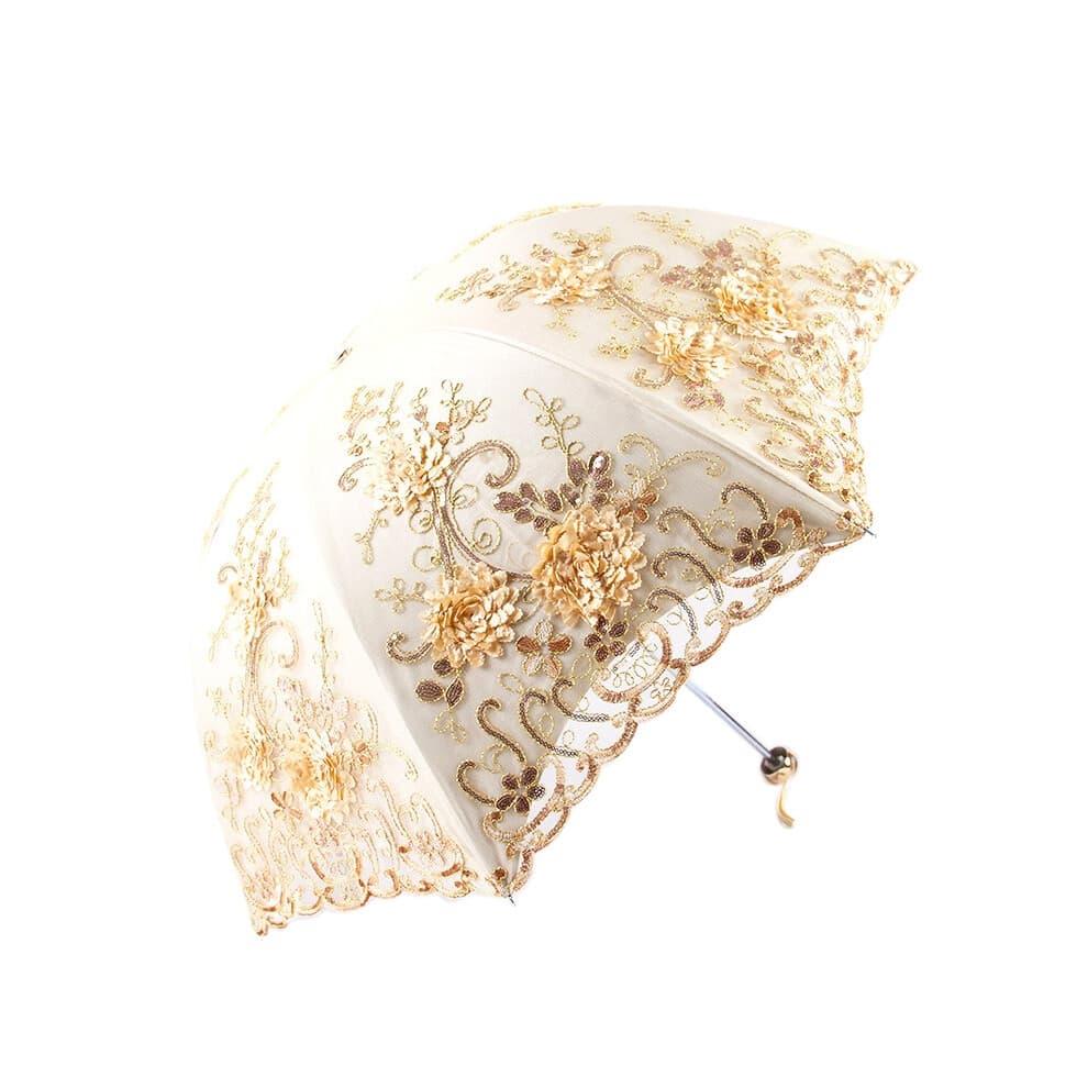 Lace UV Sun Parasol 3D Flower Embroidery Umbrella E