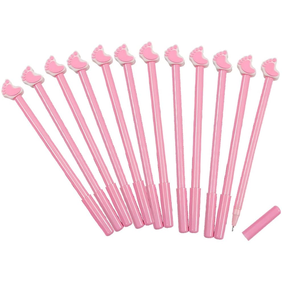 Pink Baby Feet Pens - Set of 12 - Girl Gender Reveal Party Supplies