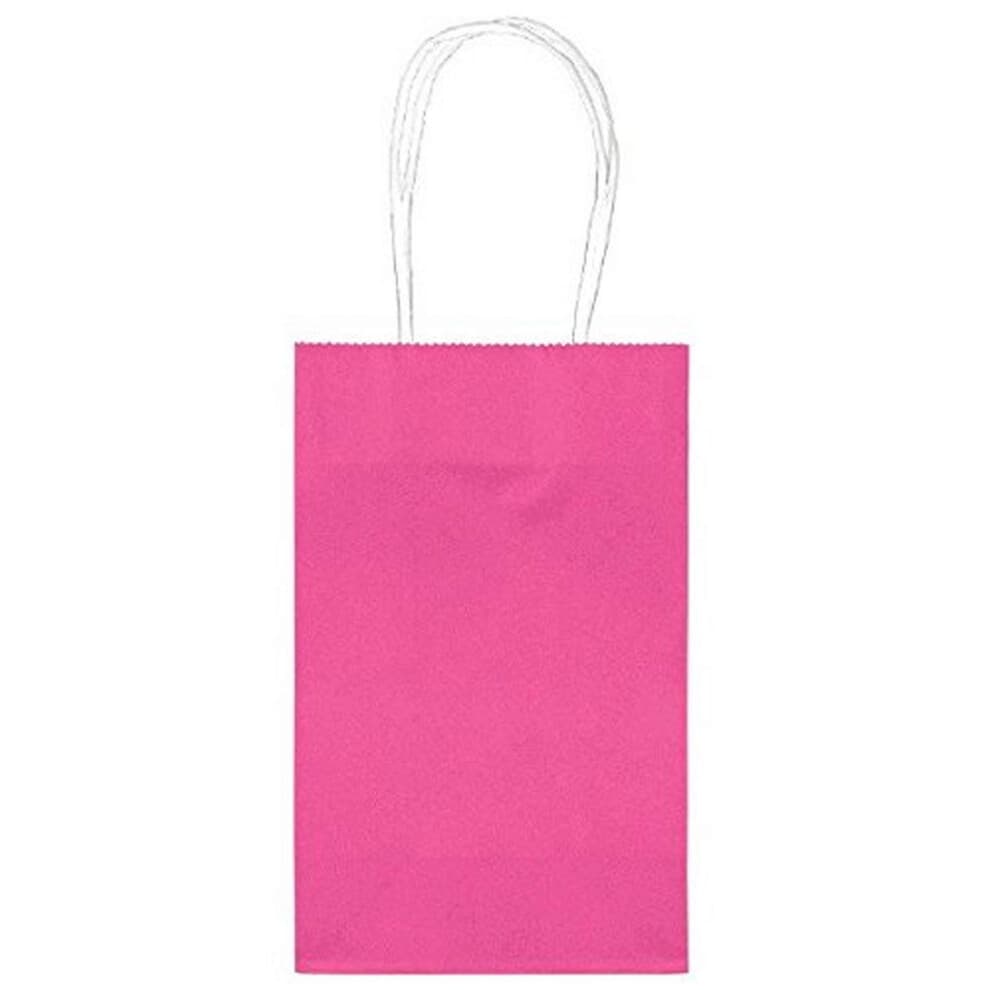 Elegant Bright Pink Cub Paper Bag Value Pack (8.5"" x 5.25"" x 3.5"") - 10 Pieces - Perfect for Parties  Events  Gifts & More