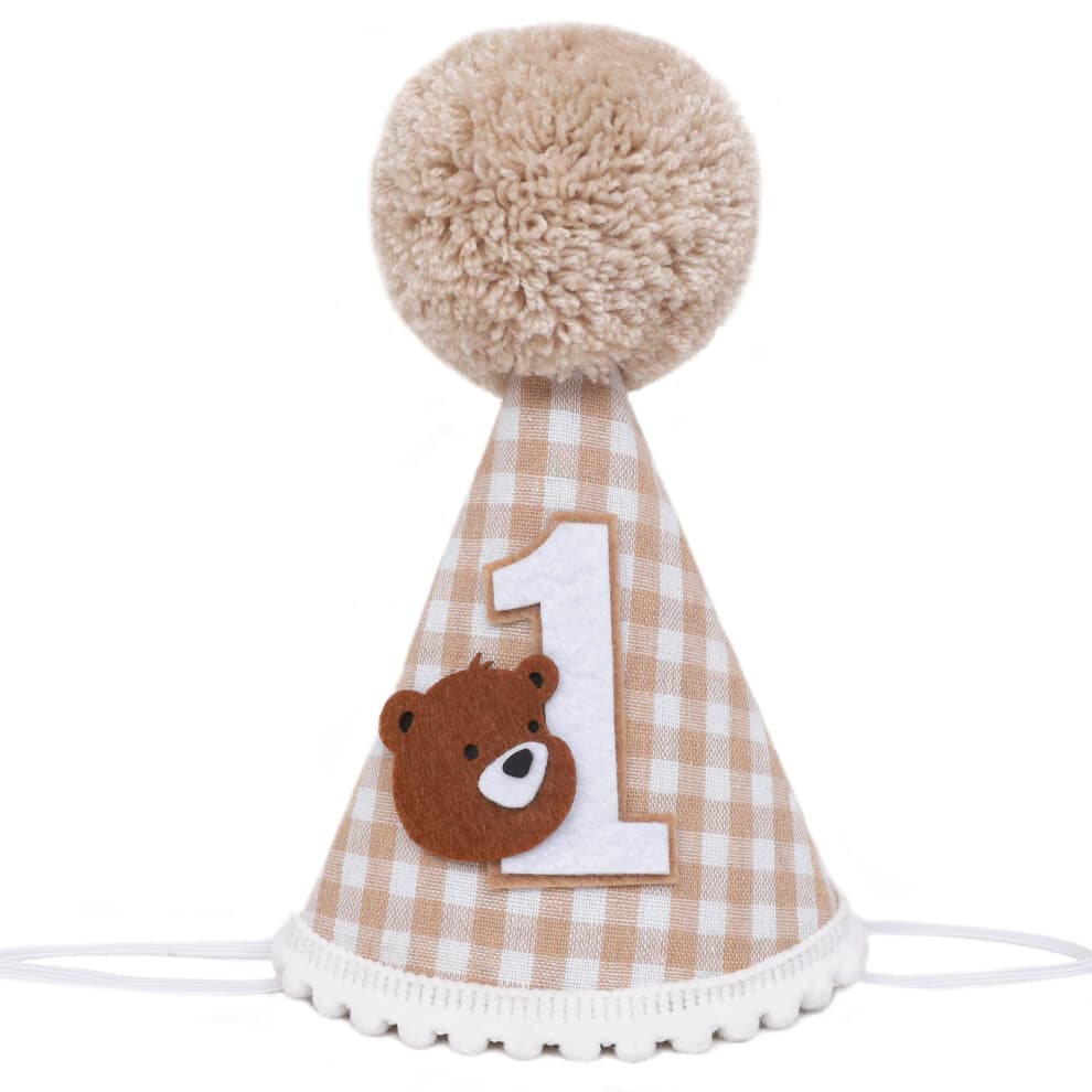 Agkvw Teddy Bear 1st Birthday Decoration Set - Little Bear Birthday Crown  Woodland Decor with Beary Camper Hat for Boys
