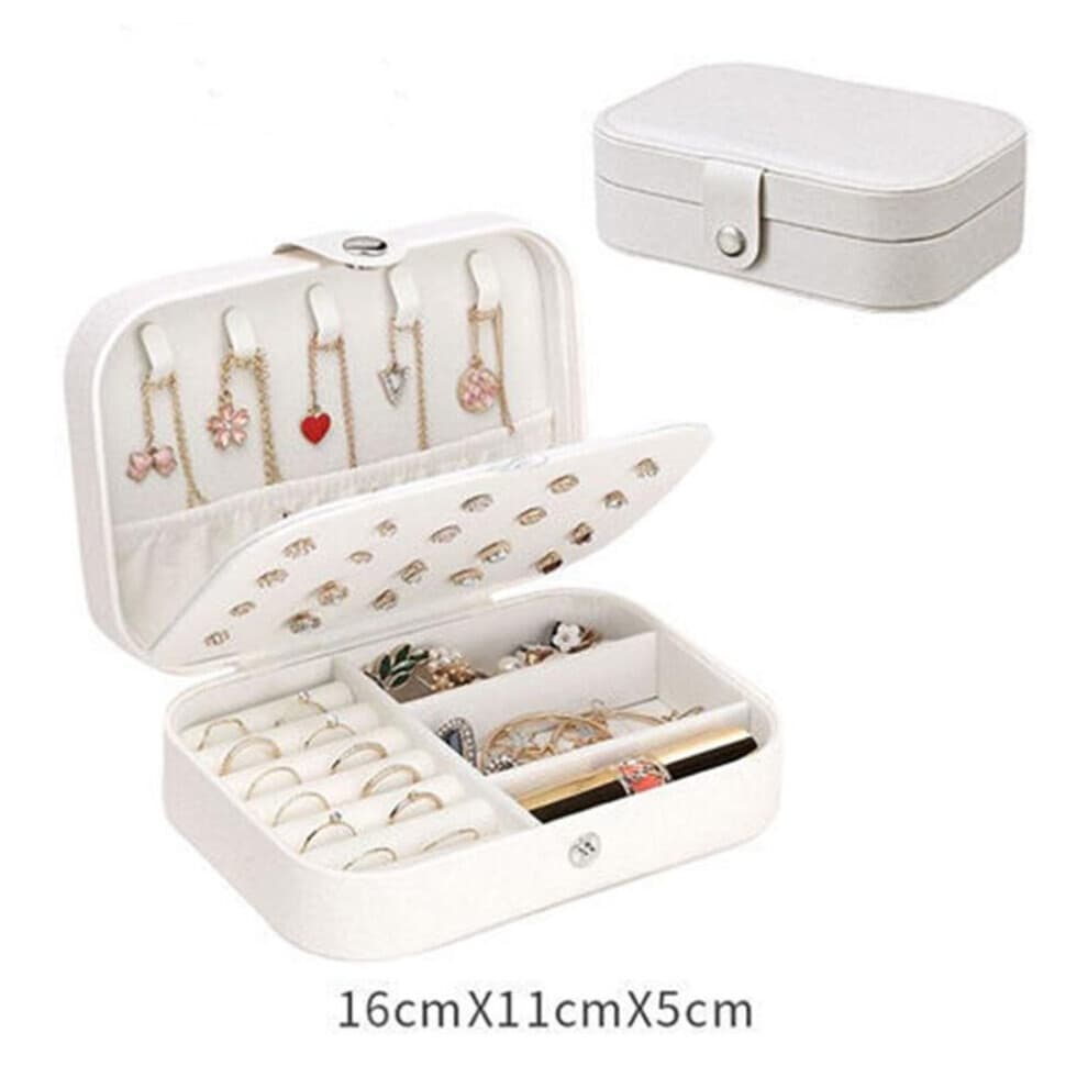 (White) Button Storage Zipper Jeweler Organizer Container Portable Jewelry Box Jewelry Organizer