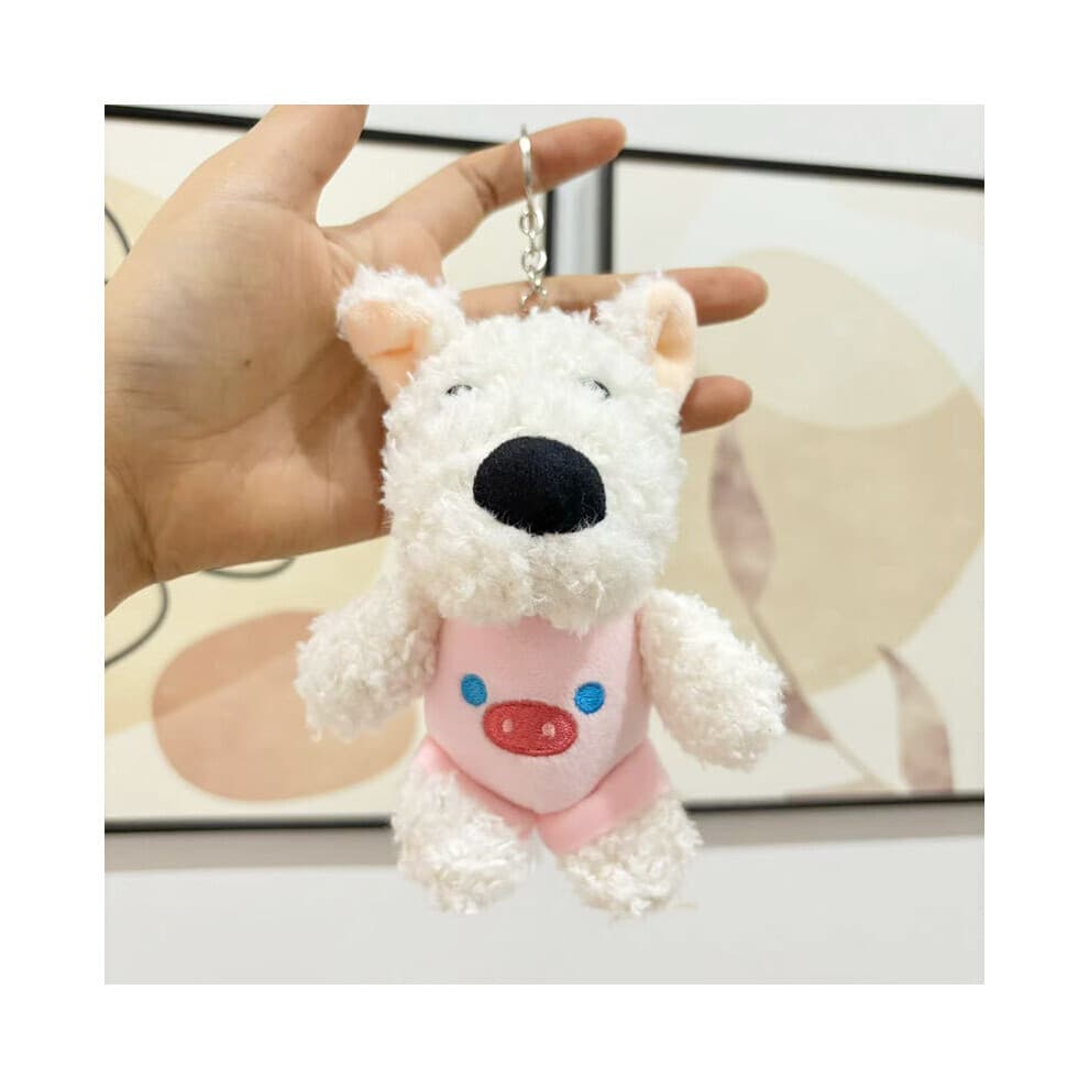 (Keyring Pink) And Soft Cuddly Westie Dog Plush Keychain Adorable Stuffed Animal Accessory