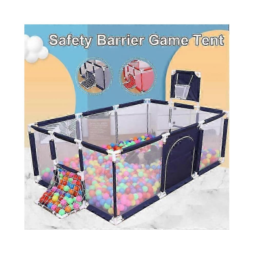 91 Inch Large Kid Baby Playpen Playard with Basketball Hoop,folding Breathable Mesh Infant Children Play Game Fence for Indoors Outdoors Home