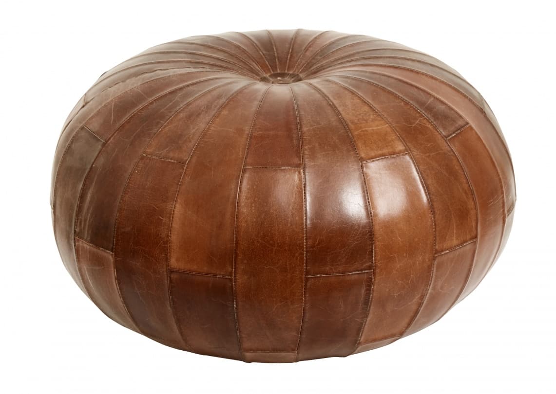 Nordal Rugby leather ottoman - antique brown