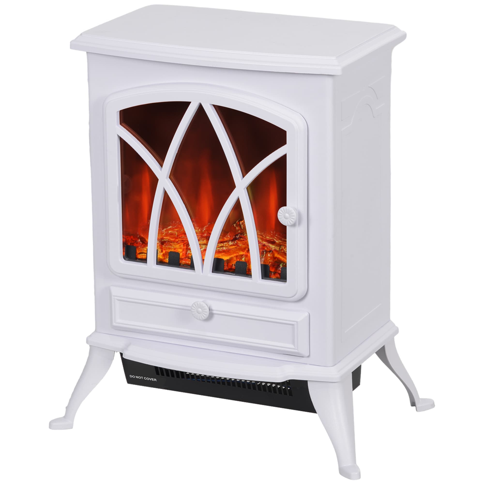 HOMCOM 1kW-2kW Vintage Electric Fireplace Heater - White | Aosom Ireland