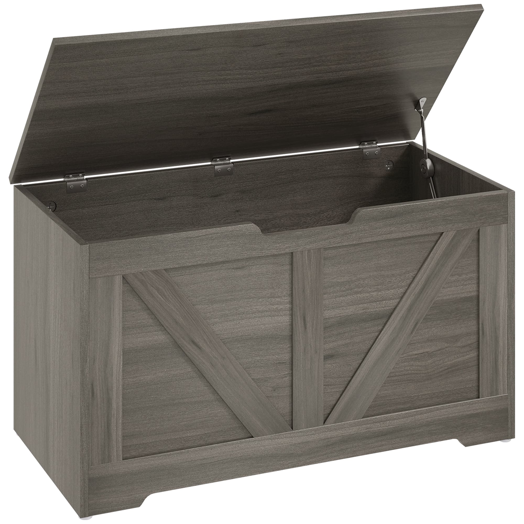 HOMCOM 100L Home Storage Box, with Safety Hinges - Charcoal Grey | Aosom Ireland