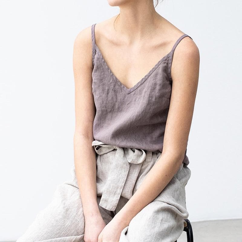 Johnature Cotton Linen Women Spaghetti Strap Vest Summer Vintage Loose All Match Simple 5 Colors Female Tops cm white