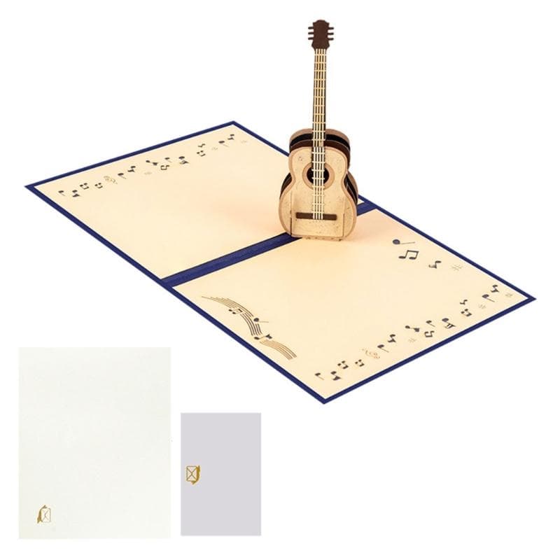 Unique Artisanal Crafted 3D Guitar Popup Greeting Card Handmade For Music Lover Birthday Gift Decors Item cm