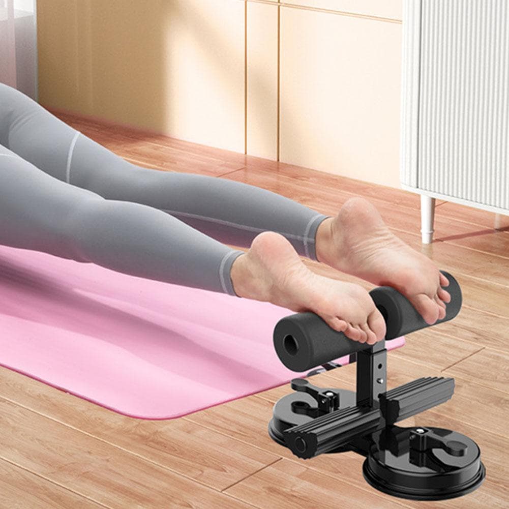 Nordic Hamstring Curl Strap with 2 Strong Suction Cups Adjustable Foot Holder Abs Master Assistant Device Portable Sit-up Aids grey