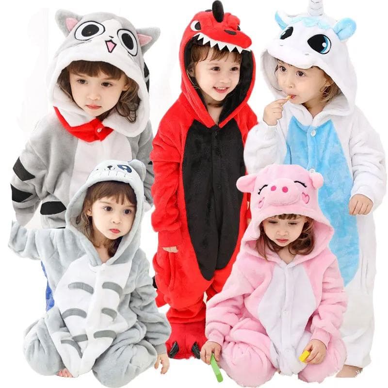 Children Kigurumi Cat Onesie Pajama Girl Jumpsuit Animal Sleepwear Overall Hooded Pajama Without shoes cm brown