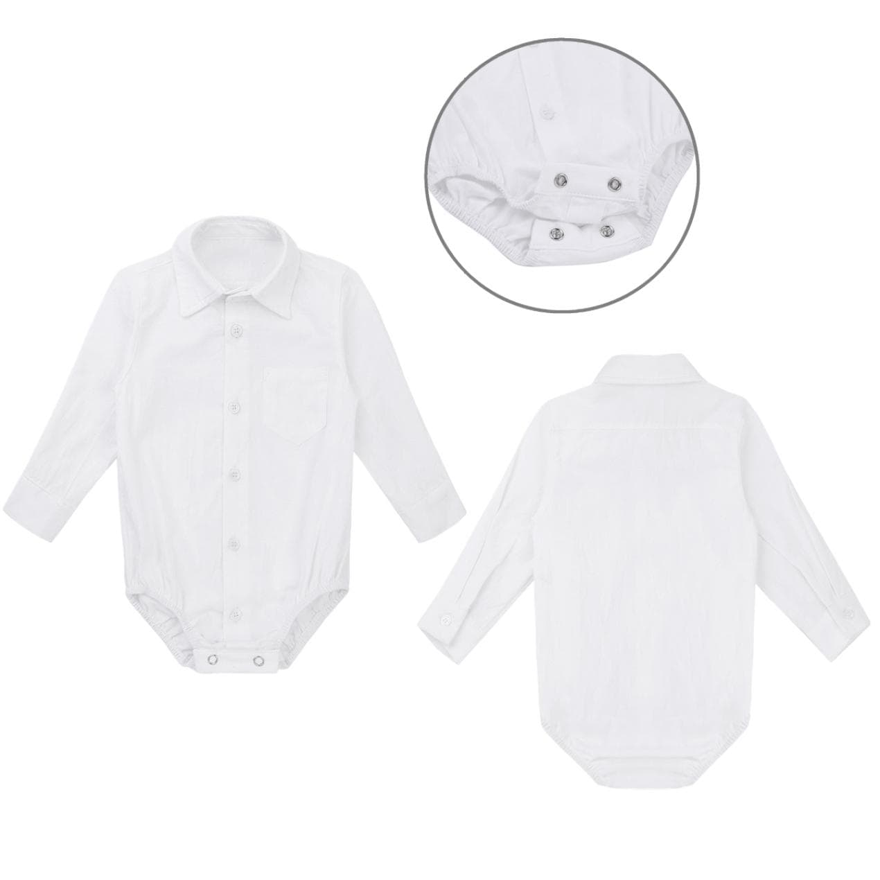 Baby Boys Collared Long Sleeve Formal Dress Shirt Bodysuit Gentleman Romper Jumpsuit Wedding Party Outfit cm