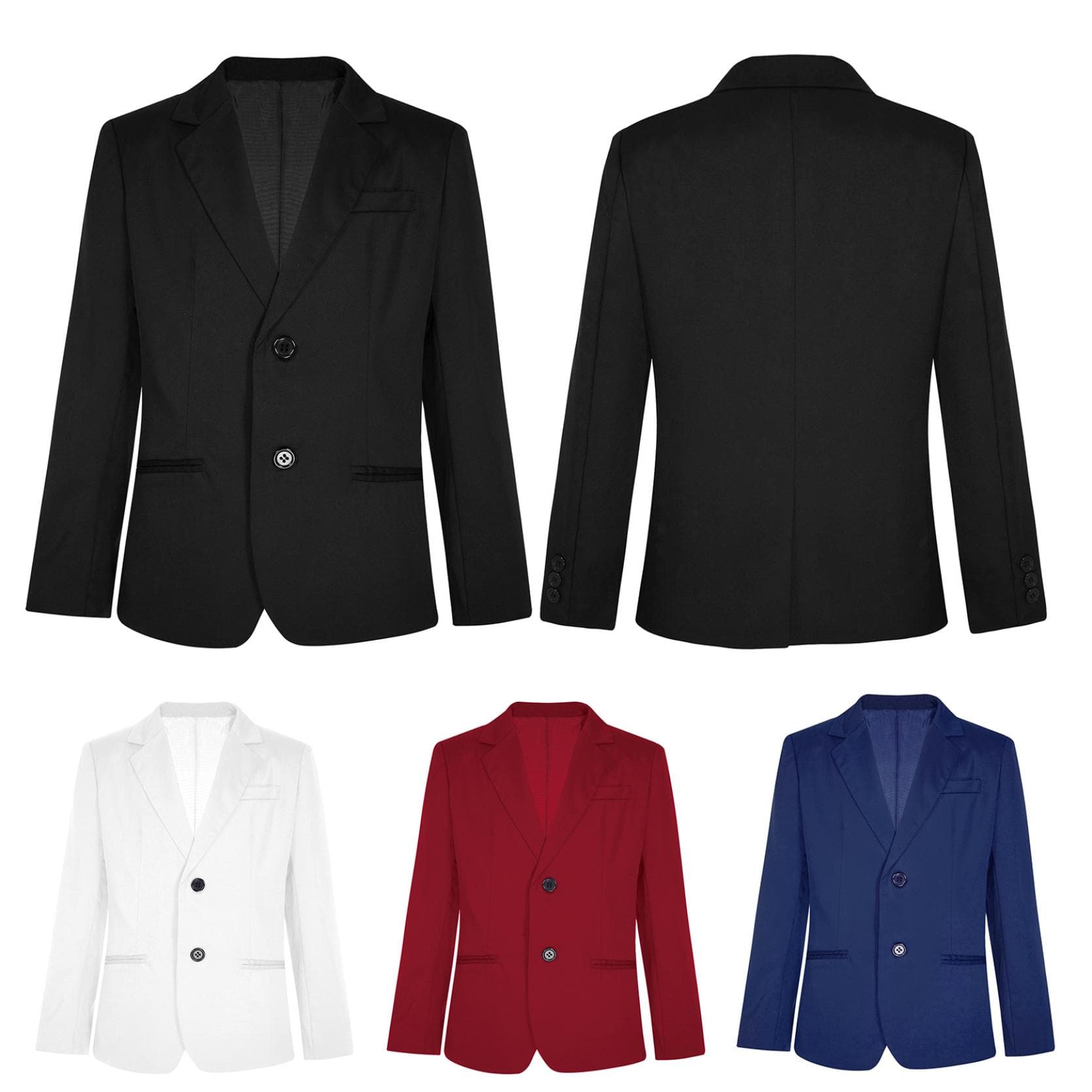 Kids Boys Gentleman Blazer 2-Button Pockets Formal Suit Jacket Outerwear for Weddings Banquets cm black