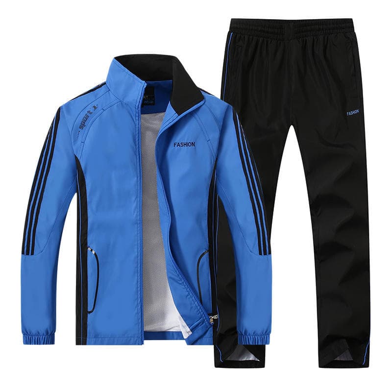 Plus Size 5XL Polyester Tracksuit Men Sportswear Sporting Set Men Jacket+Pants 2PCS cm black