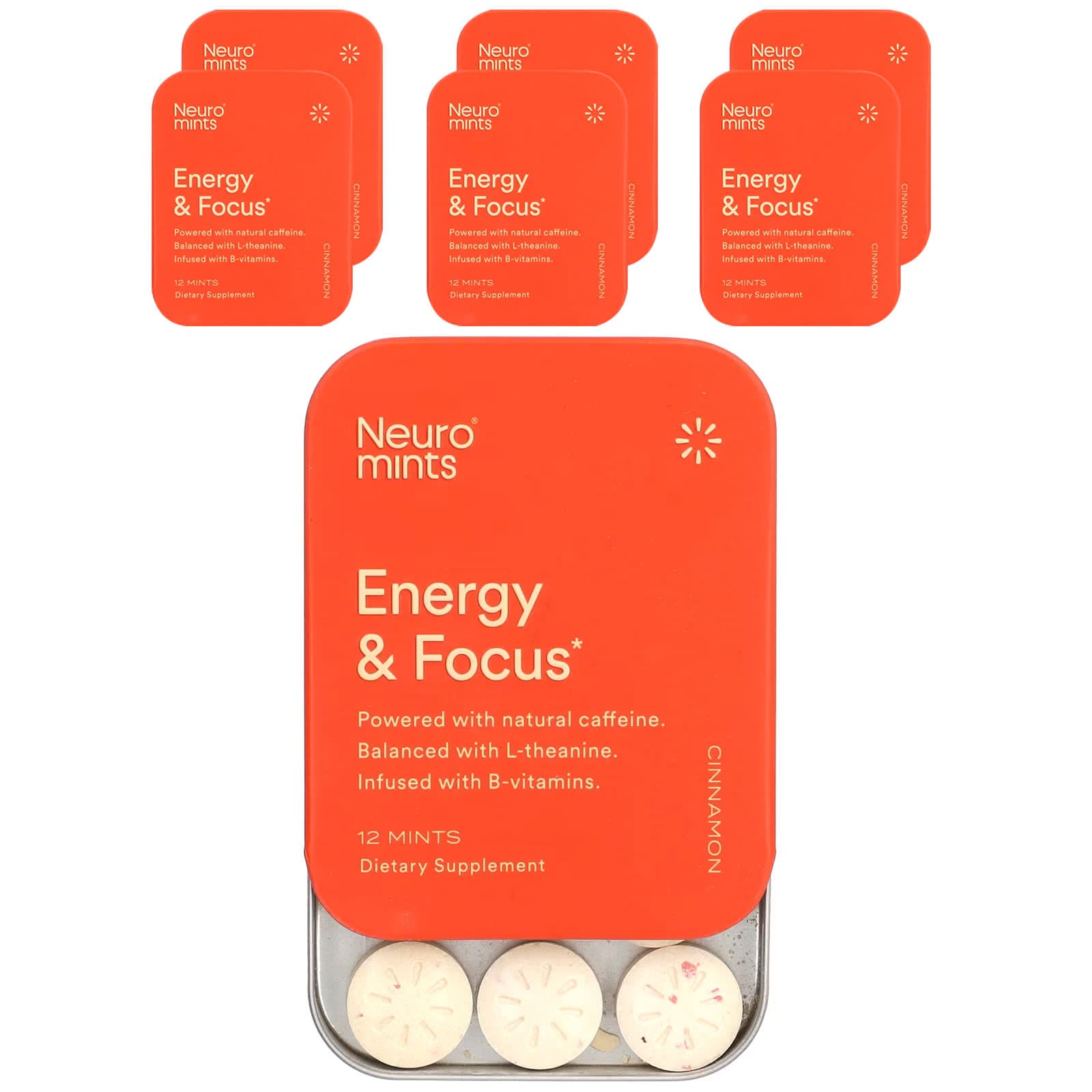 NeuroGum, NeuroMints, Energy & Focus, Cinnamon, 6 packs, 12 each