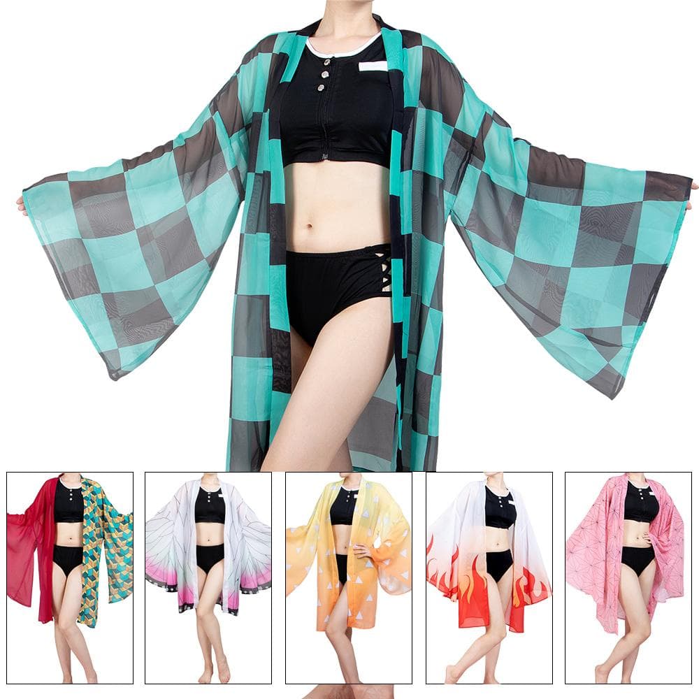 Haikyuu Tanjirou Rengoku Kochou Shinobu Zenitsu Cosplay Cover Up Anime Swimsuit Style Bathing Suit Nezuko Shinobu Swimwear cm