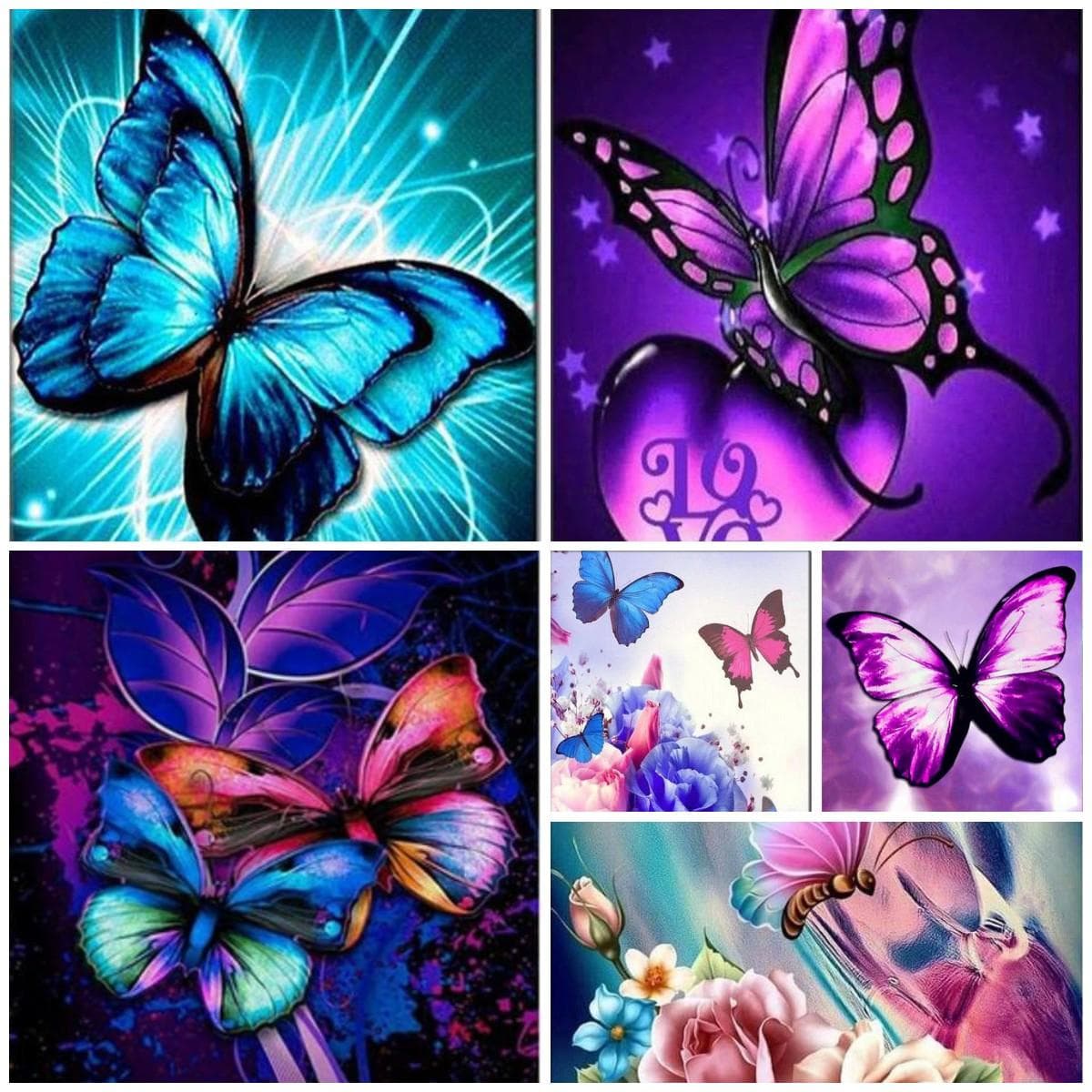 5D DIY Diamond Painting Kit Colorful Butterflies Flying Diamond Embroidery Rhinestones Decorations for Home