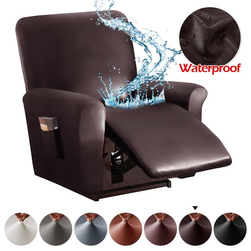 Waterproof Pu Recliner Chair Cover High Quality Solid Color Relax Armchair Slipcover Recliner Sofa Cover For Living Room 1 Seat orange