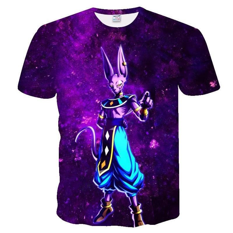 3D Anime Beerus Printed Men's Fashion Short Sleeve T-Shirt Dragon T-shirt (S-5XL) cm