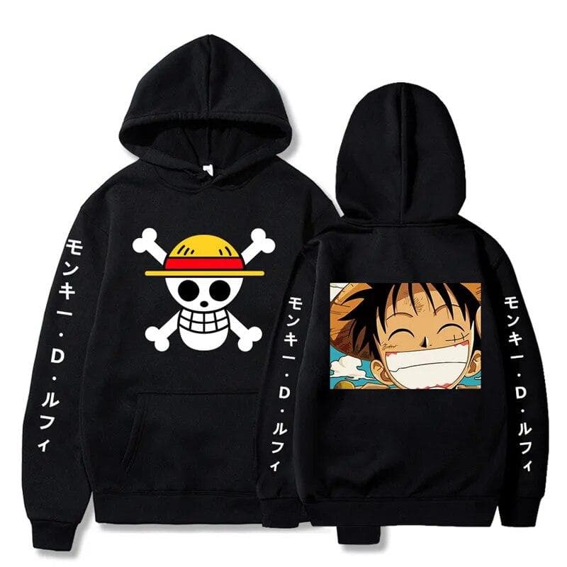 Anime Street Clothing 2024 New Luffy Hoodie Men's and Women's Hip Hop Top Casual Sports Shirt cm red