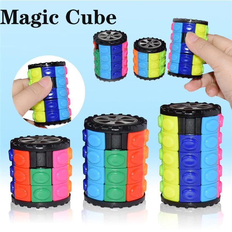 Kids Colorful Plastic 3D Cylindrical Magic Cube Creative Puzzle Toy Children Gift Stress Relief Math Tools
