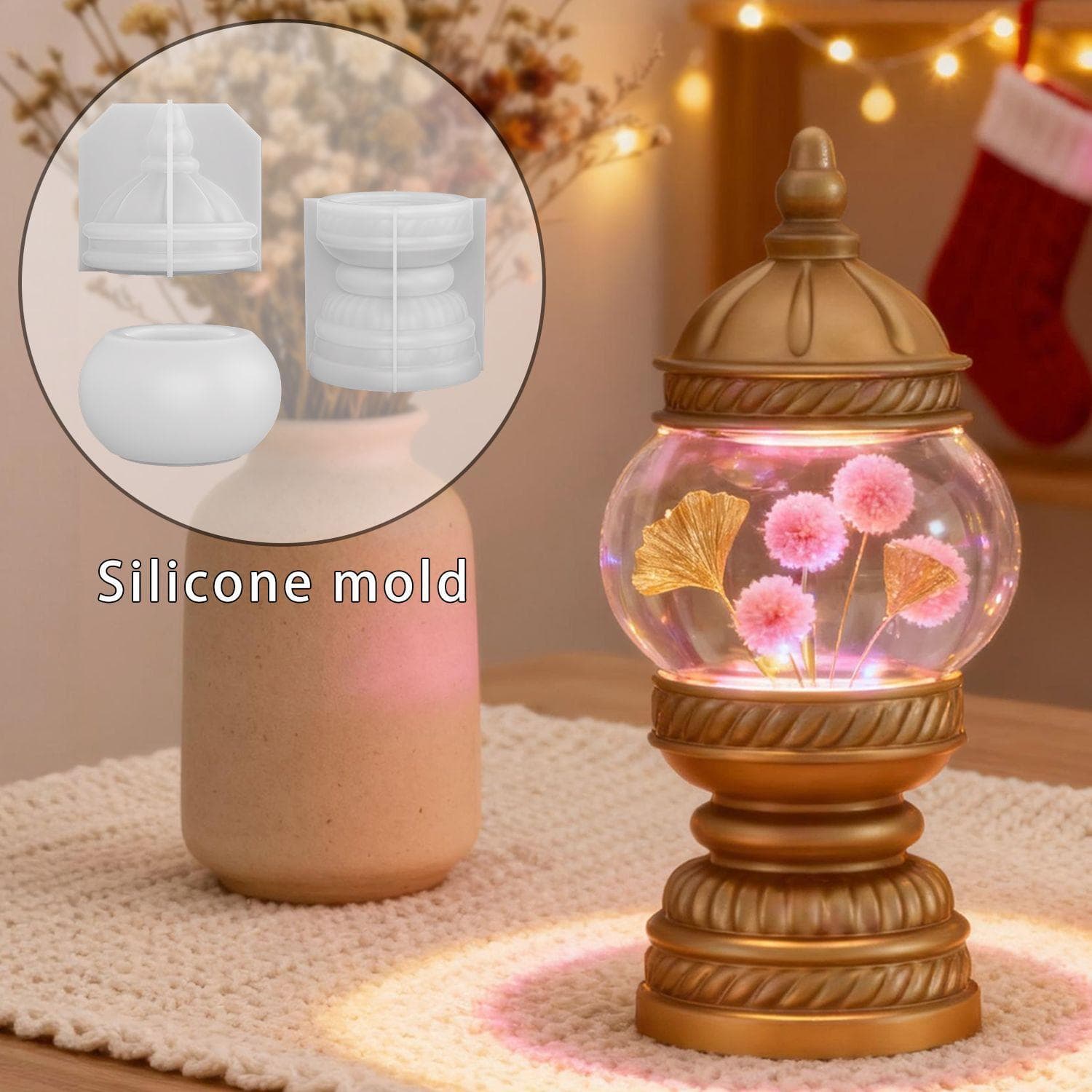 DIY Turkish table lamp resin mold, table lamp decoration, home ornament, plaster silicone mold, creative