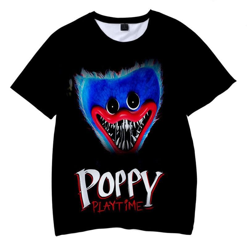 Poppy Playtime T-Shirts Huggy Wuggy Horror Game Cartoon 3D Print boy/girl O-Neck fashion T Shirt Kids Boys Tees Tops Clothing 130CM