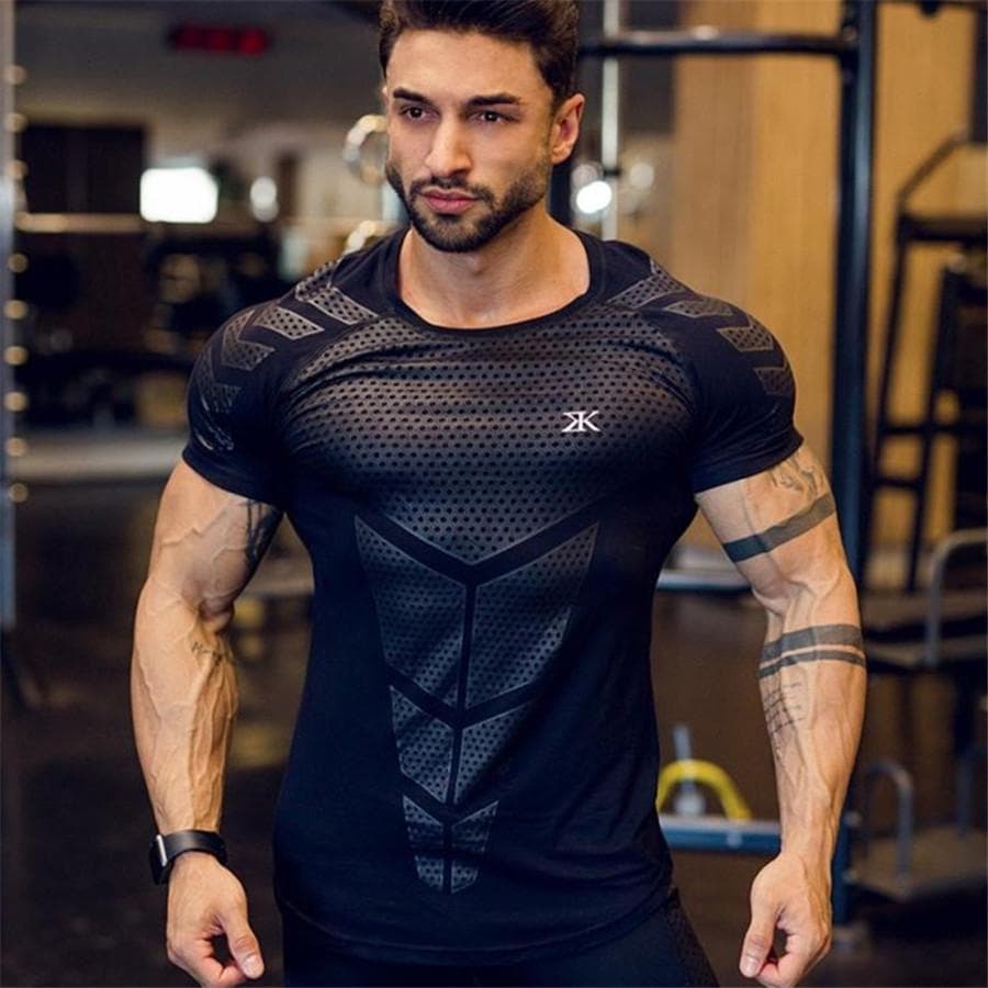 Mens Compression Quick dry T-shirt Gym Fitness Bodybuilding Running Sports t shirt Tee Tops Clothing cm