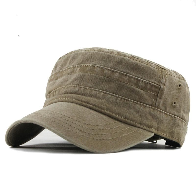 Classic retro men's cotton flat baseball cap and adjustable hat winter warm hat khaki
