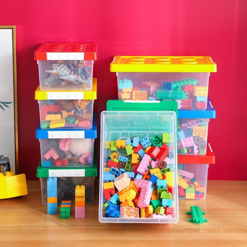 Kids Building Block Storage Box Toys Organizer Stackable Block Case Container Books Stationary Holder Sundries Snack Container blue