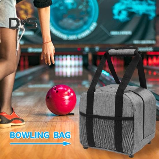 Bowling Ball Bag Portable Single Ball Tote Bag with Padded Ball Holder And Mesh Pocket Small Bowling Ball Case for Men Gifts black