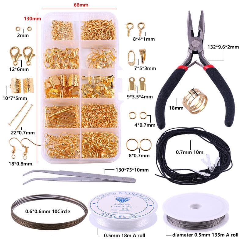 Handmade DIY Earring Kit: Earring Accessories with Lobster Clasp Pliers and Tools gold