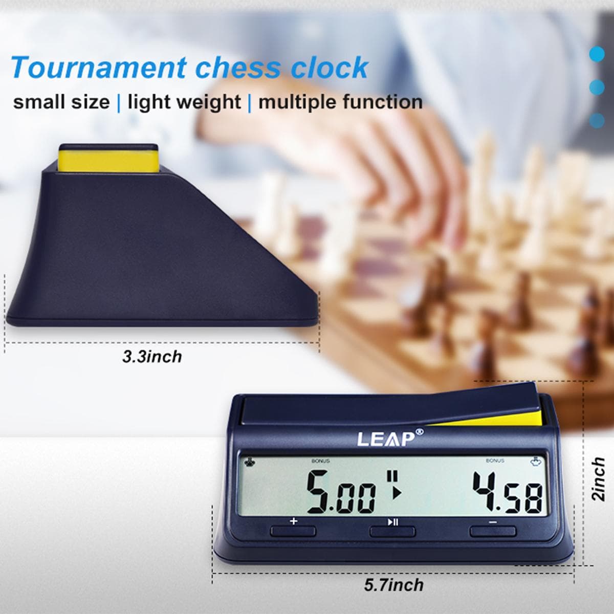 LEAP Chess Clock Digital Chess Timer Count Up Down with Bonus Delay and Alarm Function for navy blue