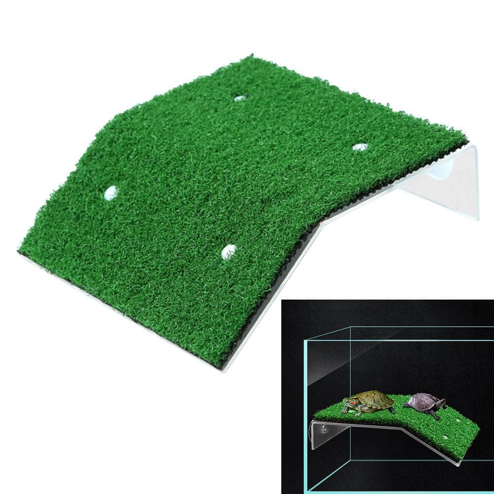 Turtle Platform Float Decoration Aquarium For Small Reptile Suction Cup Drying Easy Install Simulated Lawn Slope