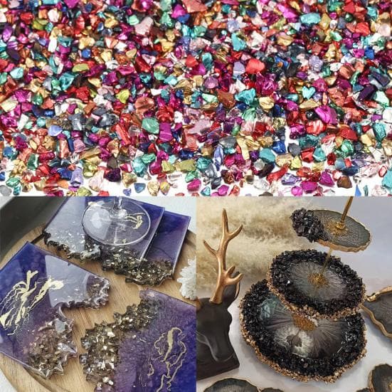 1 Bag Crushed Stone Filler Coloured Glaze Mini Chips Decorative Rocks for Home Decoration golden