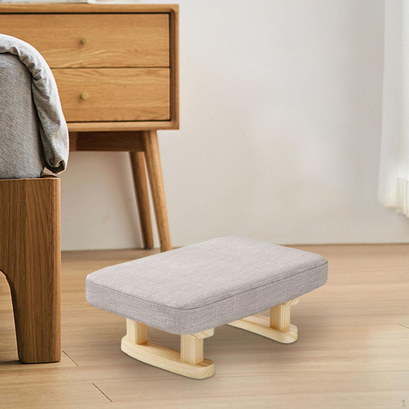 Comfortable Wooden Footrest Stylish Small Ottoman with Pad