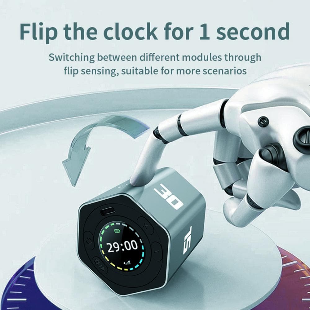 Portable Cube Timer Gravity Sensor Rotating Timer Count UpDown Function Clock  35101530 lake blue
