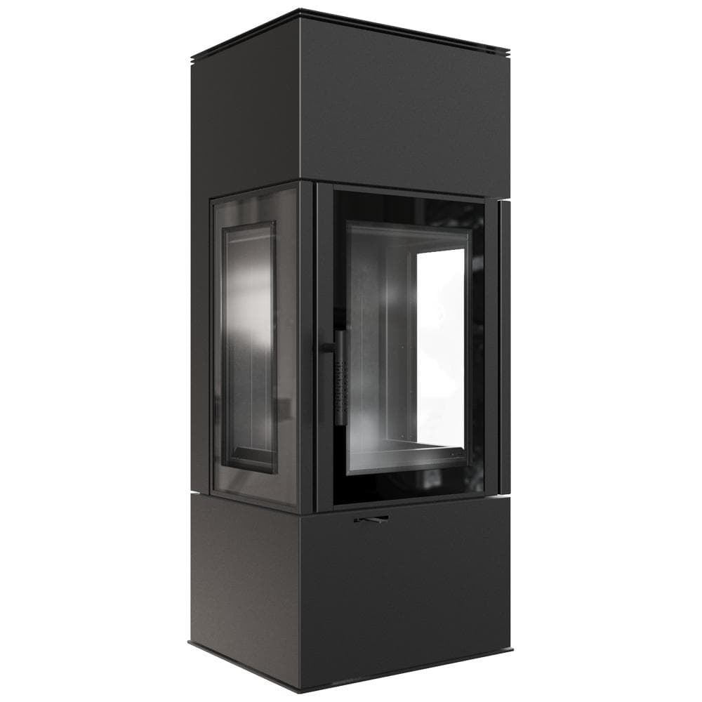 Wood burning steel stove KRATKI THOR VIEW Ø 150 8 kW black thermotec lining black