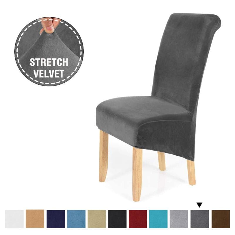 Stretch Velvet Dining Chair Covers Removable Washable Large Soft Dining Chair Slipcovers navy blue