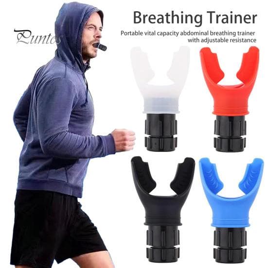 Portable Breathing Trainer Adjustable Resistance Men Women Oral Muscles Exerciser Lung Capacity Abdominal Breathing Training Equipment black