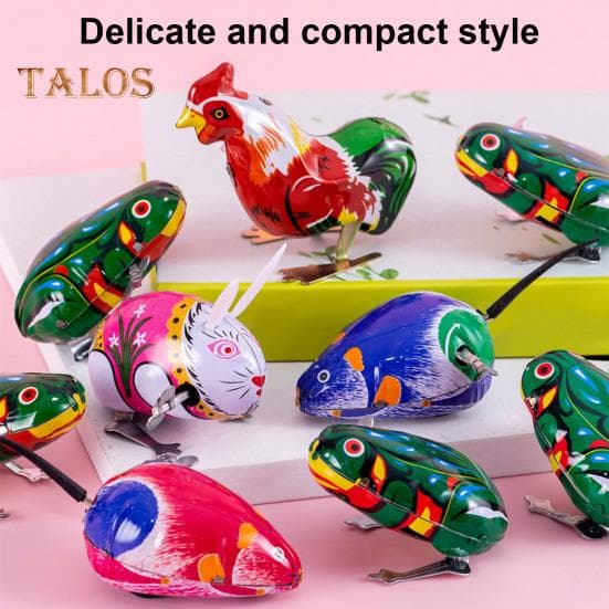 1/4Pcs Wind-up Animal Toy Nostalgic Vintage Kids Adults Clockwork Spring Metal Jumping Frog Rooster Rat Rabbit Toy Party Favors