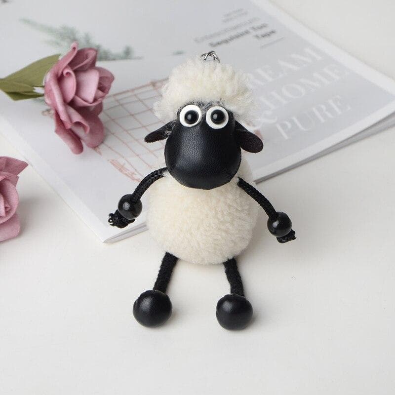 Cartoon Sheep key chain Bag Pendant Shawn lamb Plush Toy Car Accessories key chains 16CM white