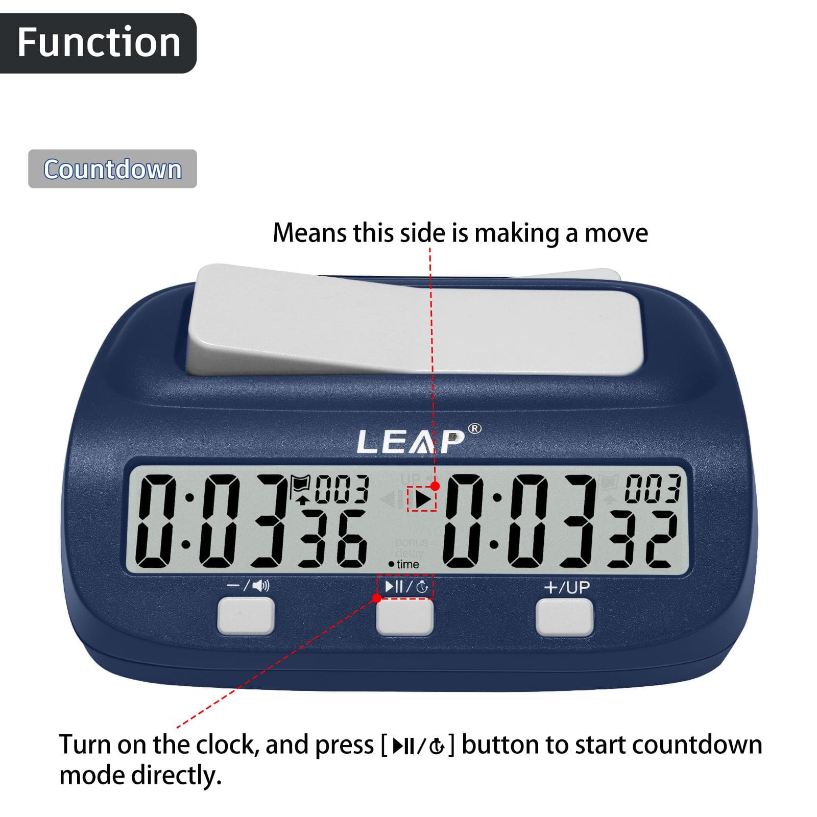 LEAP Chess Clock Digital Chess Timer Professional Chess Clock Timer with Time Bonus and Delay navy blue