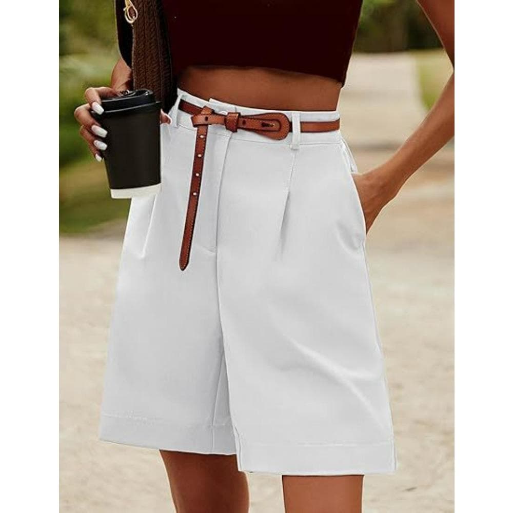 Women's Summer High Waist Shorts Office Loose Women's Shorts cm navy blue